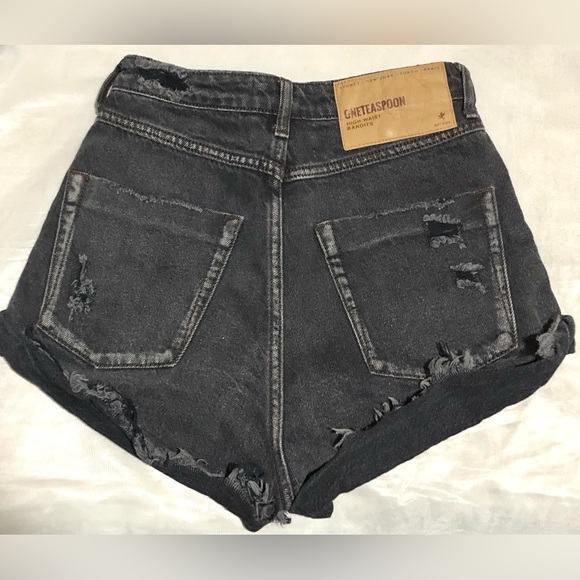 One X OneTeaspoon Women's Charcoal Distressed Jean Shorts